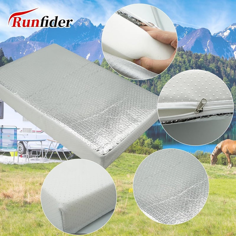 runfider 22 * 14 * 3"" RV Vent Insulator RV Skylight Cover with Reflective Surface Universal Camper Skylight Shade for Vent Inside Camper Trailer Thermal insulation in winter and summer, White - Image 3